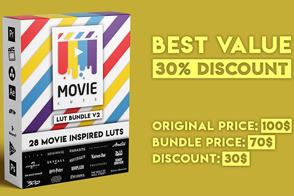 【调色预设】28组好莱坞电影大片风格LUTS调色预设 Movie LUTs Bundle V2