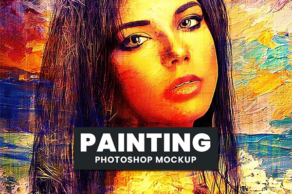 【PS样机】PS艺术油画水彩风PSD特效样机 Painting Photoshop Mockup