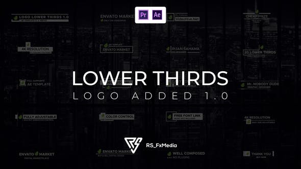 【AE/PR模板】20个带公司LOGO字幕条标题动画 Lower Thirds Logo Added 1.0