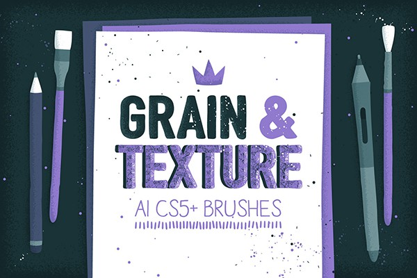 【矢量笔刷】54个Adobe Illustrator 噪点纹理矢量笔刷 Grain & Texture Brushes