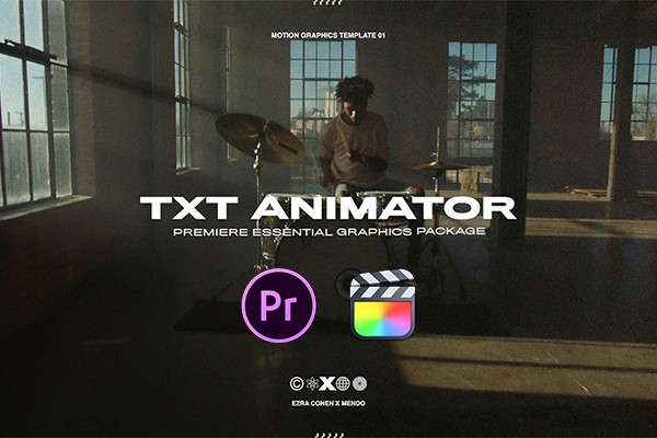 【PR模板/FCPX插件】5款简洁动感闪烁文字标题动画文本预设 Ezra Cohen – TXT Animator