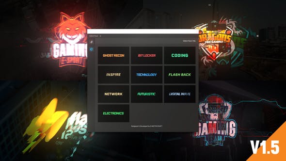 【AE脚本】20个数字故障干扰失真文字标题LOGO动画 Glitch Digital Title Logo Pack V1.5