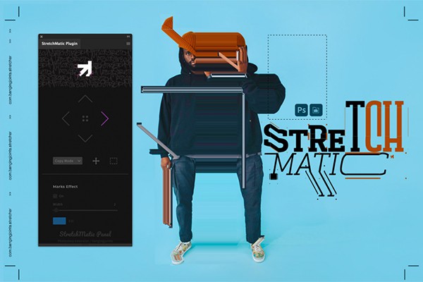 【PS插件】创意像素拉伸扭曲拼贴效果PS扩展插件 StretchMatic – Photoshop Plugin v1.0 Win/Mac版