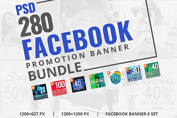 【PSD模板】280套脸书INS专业设计简洁大气销售宣传创意广告PSD模板合集 280 Facebook Banner Bundle