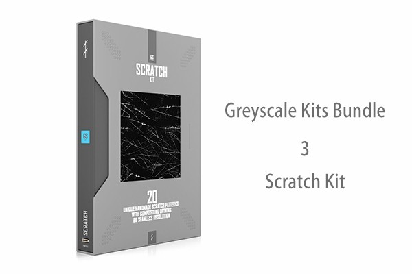 【材质贴图】20种金属表面污渍划痕抓痕纹理图案材质贴图 tfmstyle Greyscale Kits Bundle – Scratch Kit