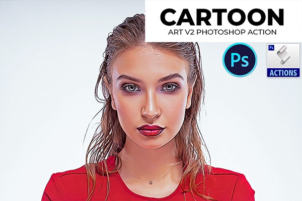 【PS动作】人像照片转卡通油画艺术效果PS动作 Cartoon Art V2