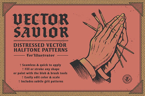 【矢量素材】矢量插画半色调纹理图案AI色版 Vector Savior Halftone Swatches