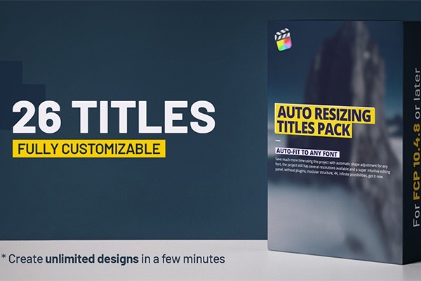 【FCPX插件】26个自适应边栏底框文字标题动画 Auto Resizing – Titles Pack