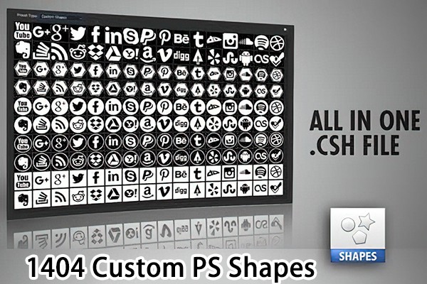【PS形状】1404个常用PS图标矢量形状合集 1400+ Custom Shapes Collection for Photoshop