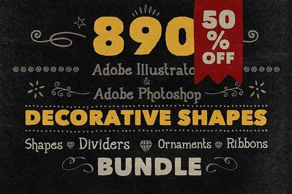 【PS形状】890个手写手绘图形装饰矢量形状V1-6 合集 890 Handwritten Shapes
