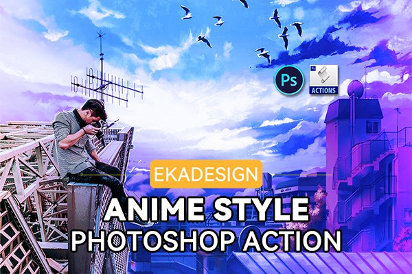 【PS动作】照片生成油画颜料梦幻水彩画动漫效果PS特效动作 Anime Style Photoshop Action