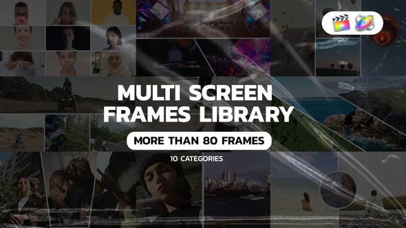 【FCPX插件】86个多种网格排版动态分屏预设效果 Multi screen frames library