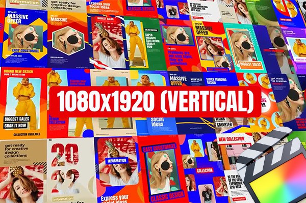 【FCPX插件】50组社交媒体横屏竖屏海报封面宣传包装设计介绍展示动画 Pop social posts