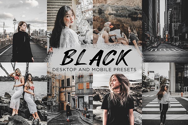 【LR预设】6款旅行电影色调中性灰街拍人像后期调色Lightroom预设 6 Black Lightroom Presets