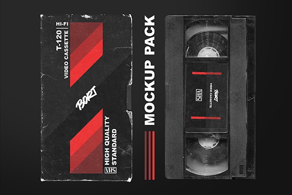 【PS样机】复古老旧破损90年代录像带PSD模型样机包 OLD VHS video cassette mockup pack