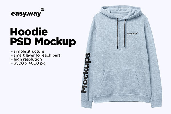【PS样机】前视图 – Heather 连帽衫秋冬卫衣智能贴图模型PS样机 Heather Hoodie Front View PSD Mockup