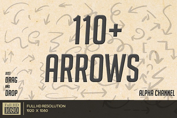 【视频素材】115个手绘标注提示箭头图形动画 Arrow Pack 有透明通道