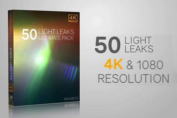 【4K视频素材】50个漂亮精致镜头漏光炫光动画视觉效果包 Light Leak Visual Effects Package