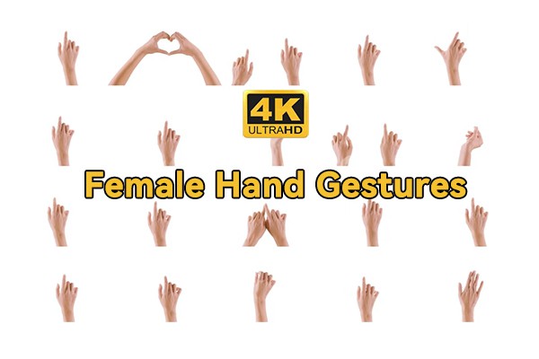 【4K视频素材】20个女性手势滑动点击拉伸缩放动作透明通道素材 Female Hand Gestures 4K Pack