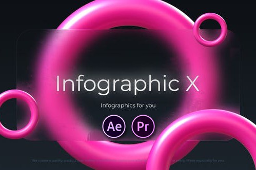 【AE/PR模板】12个潮流时尚三维信息数据图表展示介绍动画 Infographic X