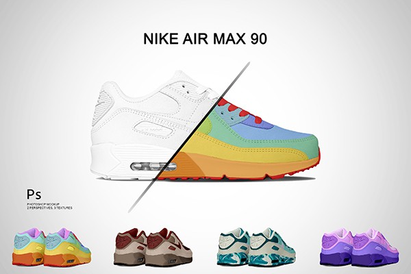【PS样机】Nike Air Max 90 运动鞋球鞋PSD样机模型 Nike Air Max 90 | Photoshop Mockup