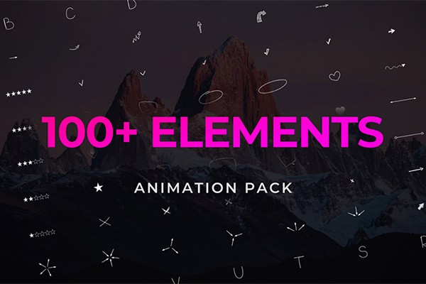 【PR预设】100个手绘线条箭头字母数字文本框标记动画 Pack Elements