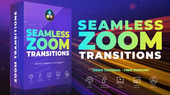 【达芬奇模板】147个缩放变焦冲击旋转视频无缝转场预设 Seamless Zoom Transitions for Davinci Resolve