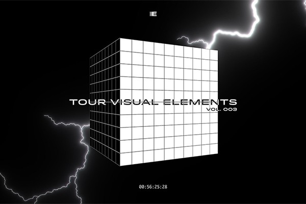 【4K视频素材】45个数据文本3D人物闪电回波网格隧道图形元素循环动画 Ezra Cohen – Tour Visual Elements V3