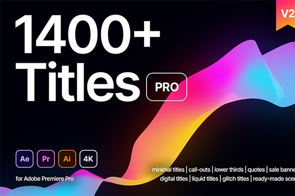 【AE/PR脚本】1400个现代字幕条标题呼出线文字排版动画 Titles Pro v2
