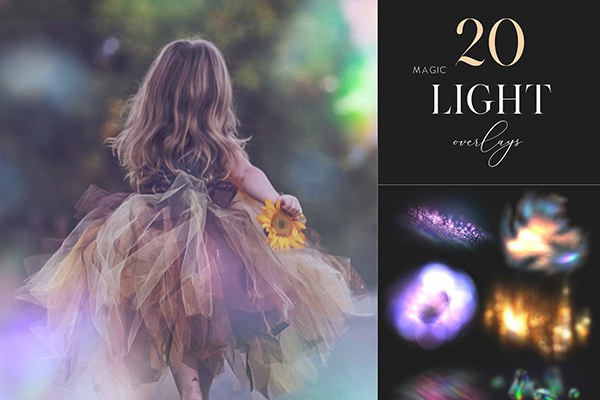 【图片素材】20张魔法光效七彩光照片后期创意合成叠加素材 20 Magic Light Overlays, Colorful Light Effects