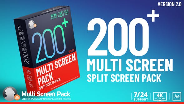 【AE模板】200个多画面视频分屏网格组合动画预设 Multi Screen Pack v2