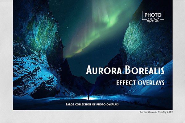 【图片素材】22种北极极光夜景天空合成叠加高清图片素材 Aurora Borealis Effect Overlays