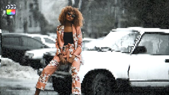 【FCPX插件】12个自定义局部主体故障干扰转场 Glitch Mask Transitions