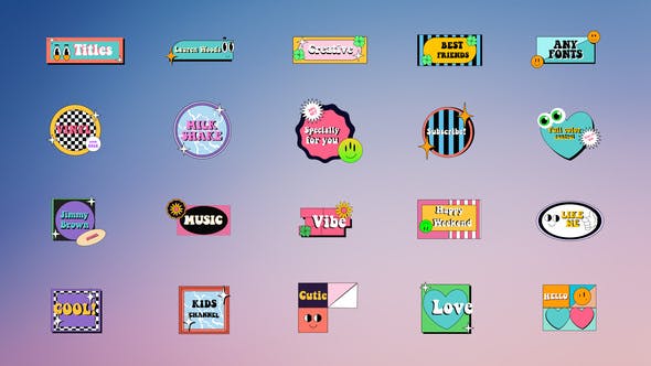 【FCPX插件】20个创意卡通彩色图形文字标题动画 Creative Titles