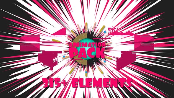 【AE/PR模板】315个炫彩二维卡通图形MG动画预设 Animation Pack 315+ elements