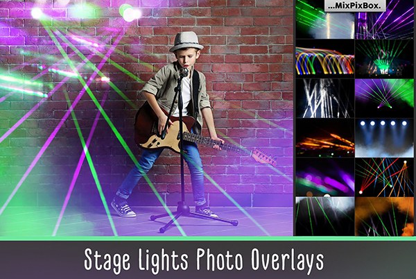 【图片素材】45张动感活泼舞台灯光射线照片后期叠加合成素材 Stage Lights Overlays