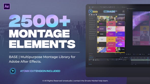 【AE脚本】2500种视频无缝转场字幕条标题图形排版设计调色视觉特效预设包 BASE V2.0 For After Effects