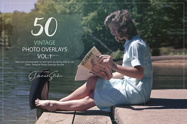 【图片素材】50张复古照片叠加合成特效PS设计素材 50 Vintage Photo Overlays – Vol.1