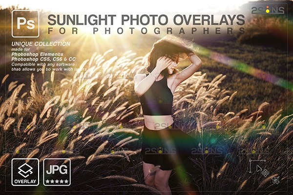 【图片素材】16张金色日落镜头光晕散景光斑照片叠加合成素材 Sunlight Photoshop overlay