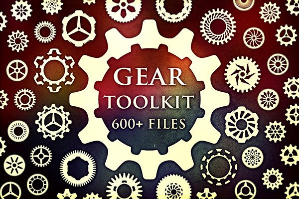 【PS笔刷】70个高分辨率工业齿轮图案PS笔刷图片设计素材 Gear Toolkit