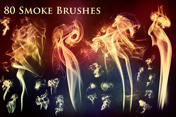 【PS笔刷】80个烟雾和燃烧火焰PS笔刷PNG图片设计素材 80 Smoke and Fire Brushes & PNGs