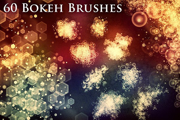【PS笔刷】60个发光圆点菱形散景光斑PS笔刷PNG图片设计素材 60 Bokeh Brushes & PNGs