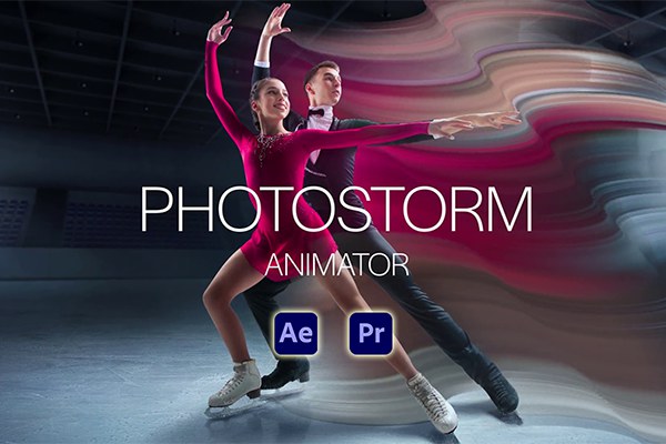 【AE/PR模板】图像拖尾流动视觉特效动画 PhotoStorm Animator