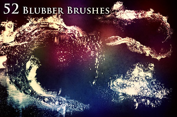 【PS笔刷】52个海浪水花液体飞溅效果PS笔刷图片设计素材 52 Blubber Brushes