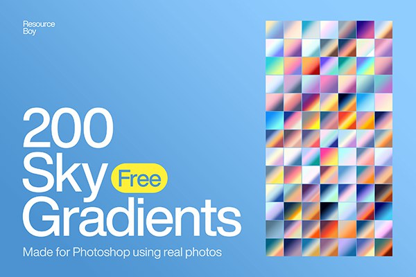 【PS渐变】200个天空变幻气象色彩PS渐变设计素材 200 Sky Photoshop Gradients