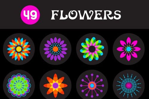 【矢量素材】49个花卉花瓣图案AI EPS格式矢量素材 40+ Flowers Vector Templates Pack