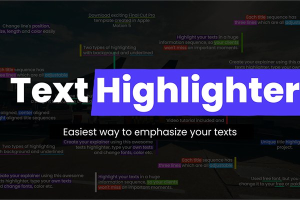 【FCPX插件】36个高亮突出勾画显示文字标题动画 Highlight Texts – Explainer
