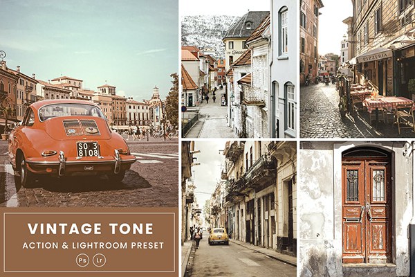 【LR预设】老式复古旧时光泛黄回忆色调LR调色预设 Vintage Tone Action & Lightrom Presets