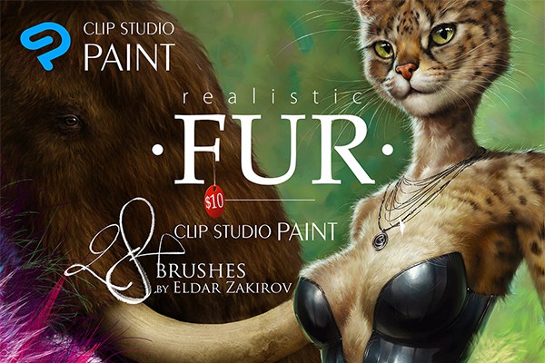 【PS笔刷】28个适用于PS和Clip Studio Paint 的逼真动物毛发绘画笔刷 Realistic FUR: 28 Brushes for CLIP STUDIO PAINT