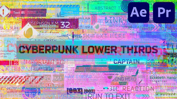 【AE/PR模板】87个数字科技赛博朋克HUD字幕条标题动画 Cyberpunk Lower Thirds